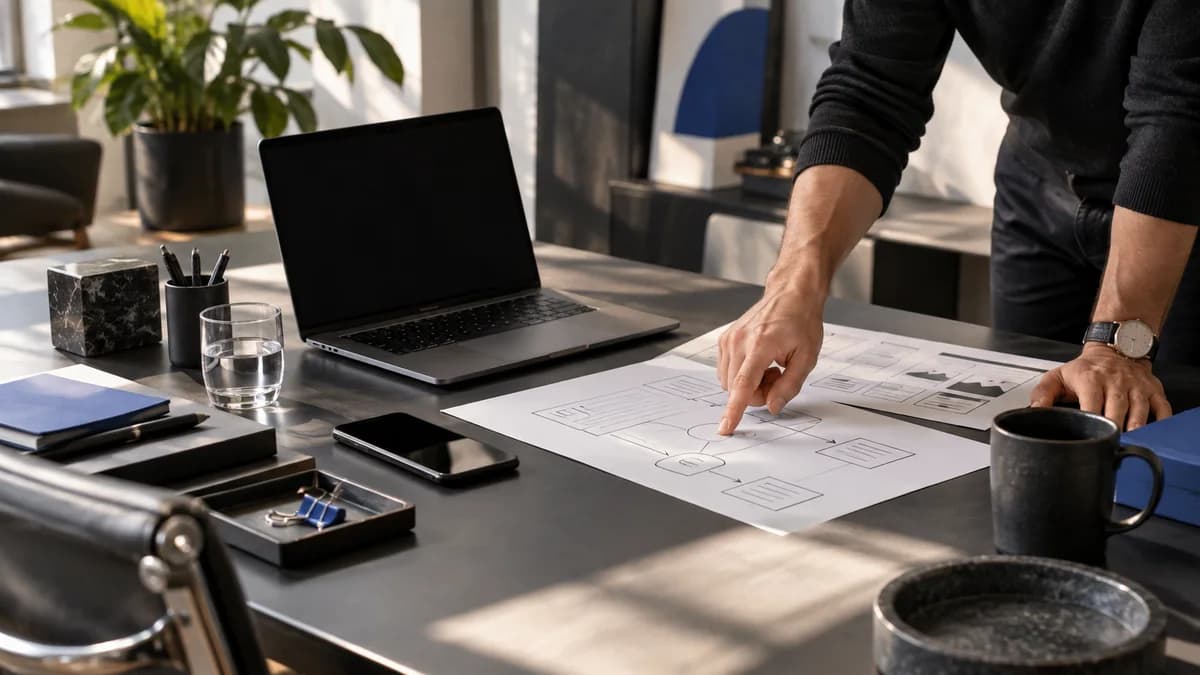 Arbeitsablauf und Ziele werden anhand von Skizzen besprochen